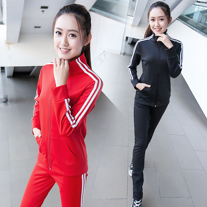2016初秋最新款时尚韩版学生运动服休闲女士学院风修身两件套装女