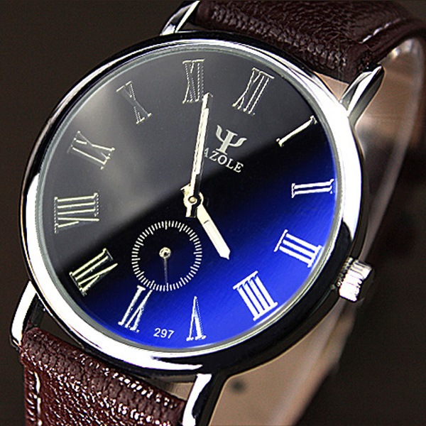 297时尚蓝光玻璃商务男女士超薄腕表复古手表两针半防水 厂家批发