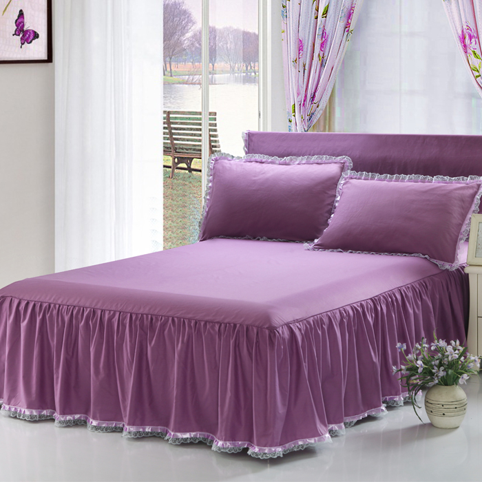 全棉床上用品纯棉纯色蕾丝花边床裙床罩床单床套单件单人双人特价