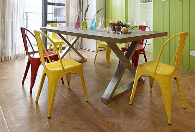美式复古餐桌长方形实木餐桌实木餐桌椅组合小户型铁艺实木餐桌