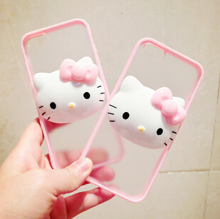 可爱粉色kitty 苹果4 4S iphone5 5S 硅胶透明磨砂卡通手机壳