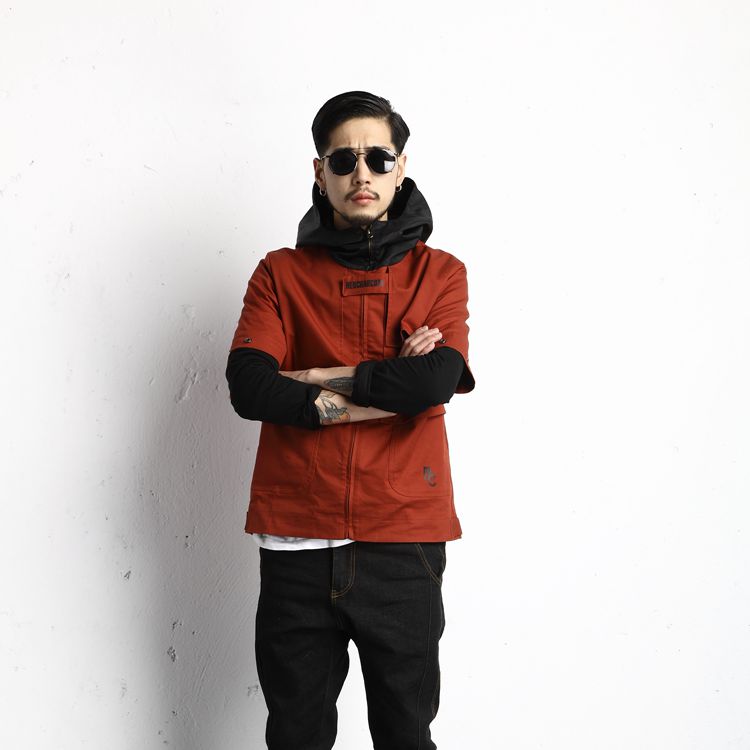 极简2016时尚原创新款男装韩版潮流红色假两件个性日系男士外套