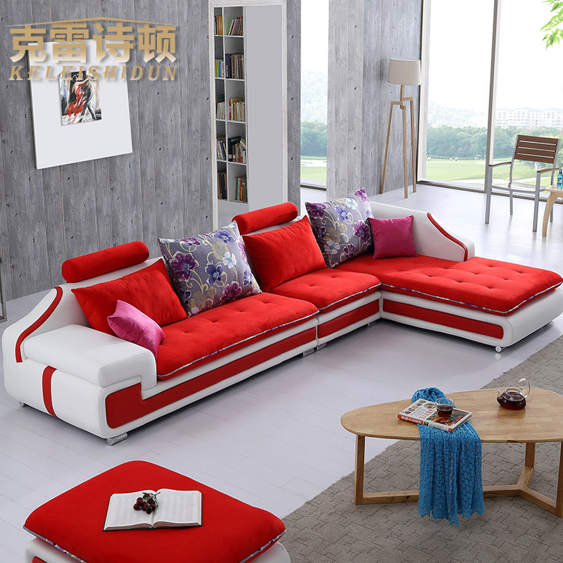 克雷诗顿 可拆洗布艺沙发 现代简约小户型客厅贵妃组合皮布沙发