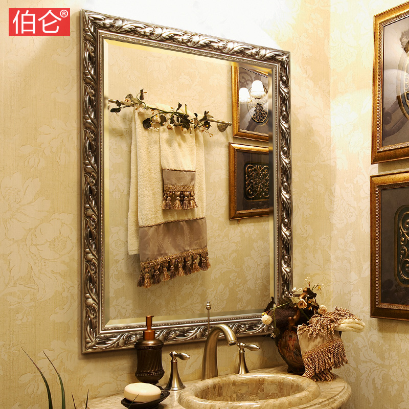 伯仑 欧式卫浴镜子防水浴室镜壁挂卫生间镜子奢华复古洗漱台镜子