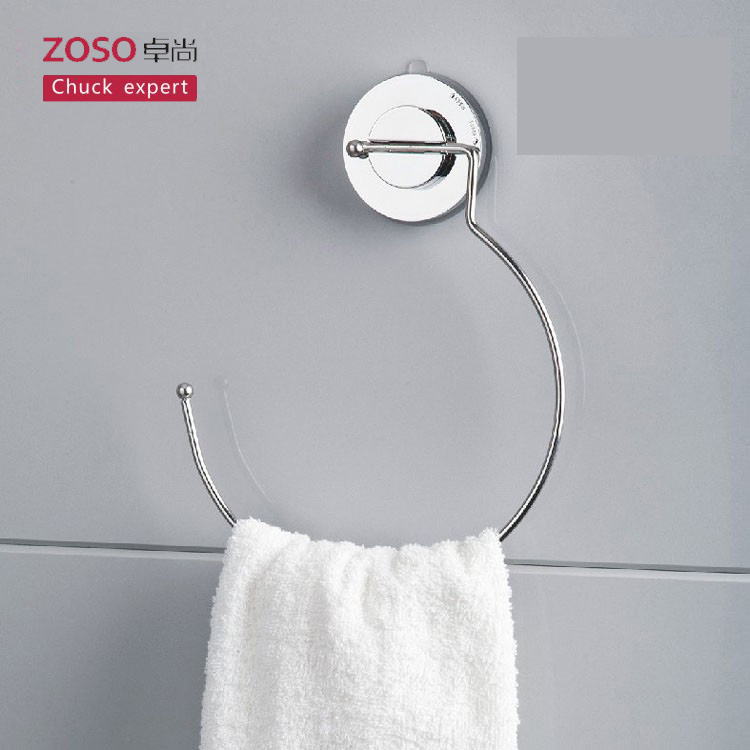 超牢固吸盘式环形毛巾架 浴室卫生间 浴巾架 抹布架 不锈钢