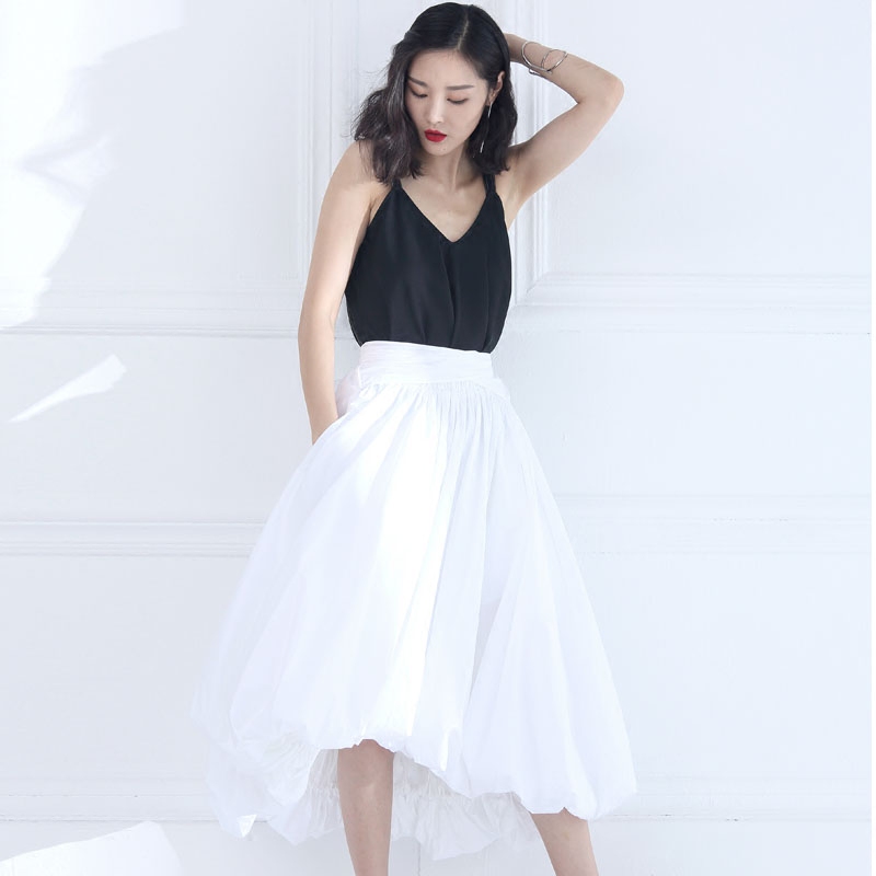 设计师品牌SYU HAN 可两穿气场十足纯棉造型感松紧蓬蓬蝴蝶结长裙