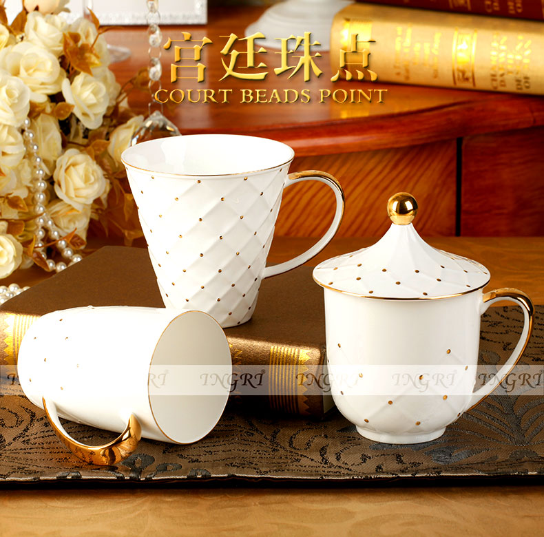 英格丽欧式创意盖杯子带盖 个性星巴克马克杯骨瓷 陶瓷带盖马克杯