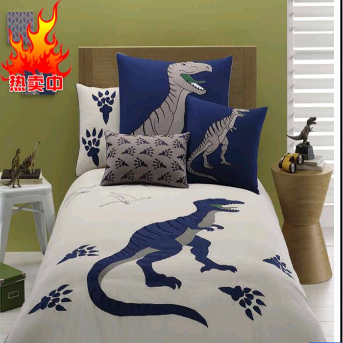 外销品牌纯棉恐龙儿童卡通床上用品1.35米床3件套1.5米床4件套