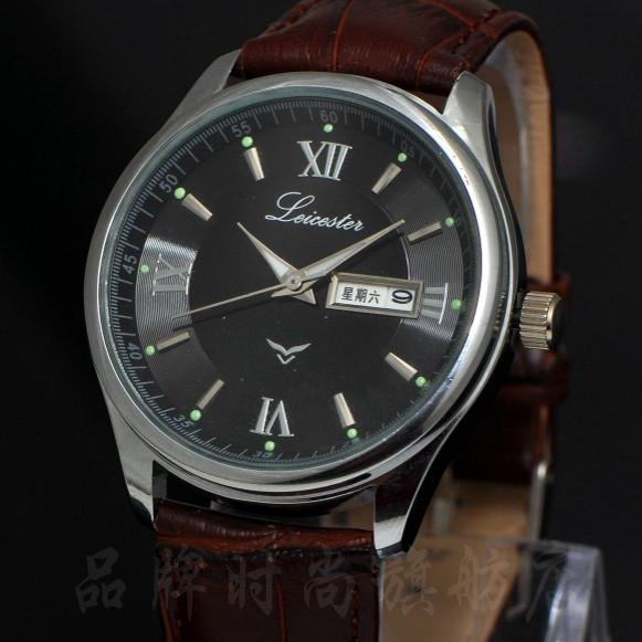 韩国品牌手表 休闲商务男表夜光石英手表  双日历腕表 男士手表