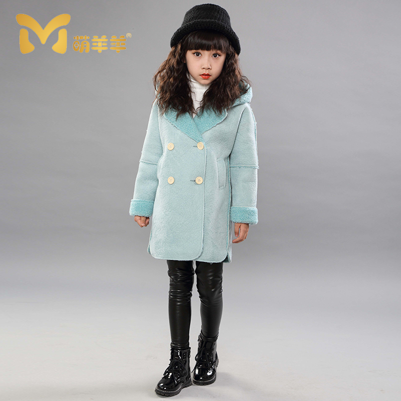 女童冬装棉服韩版2015新款童装中大童加绒加厚麂皮绒羊羔毛外套
