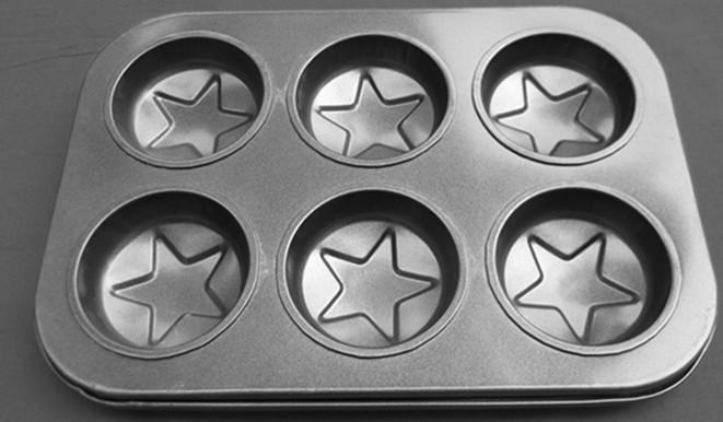 烘焙模具精制硬膜6连五角星蛋糕模具六连模玛芬蛋糕模烤箱用