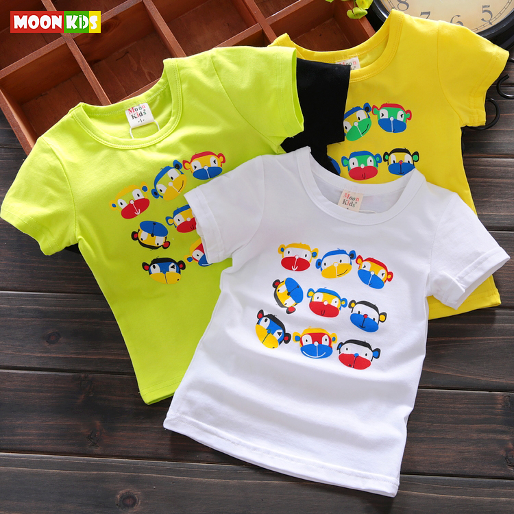 童装2015新款夏装男童短袖t恤  女童体恤0-1-2岁个月黑白黄蓝色