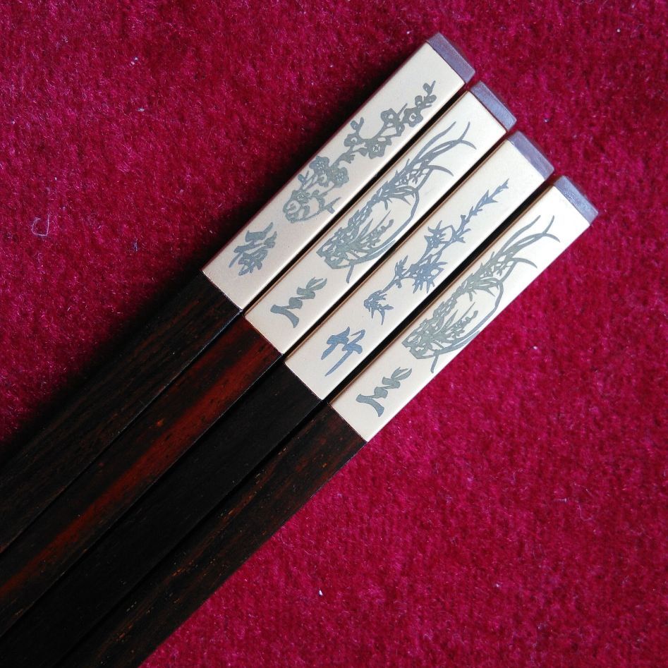 高档红木礼品筷子10双餐具套装 家用防滑酸枝木筷子传统生漆工艺