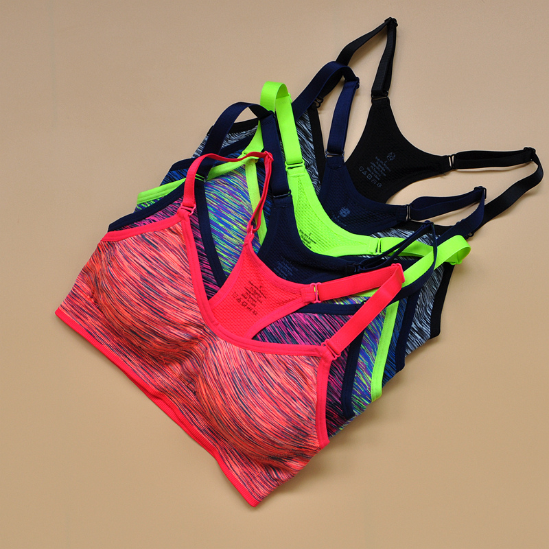 夏季防震 运动背心文胸瑜伽健身服上衣女 跑步跳操胸罩BRA含胸垫