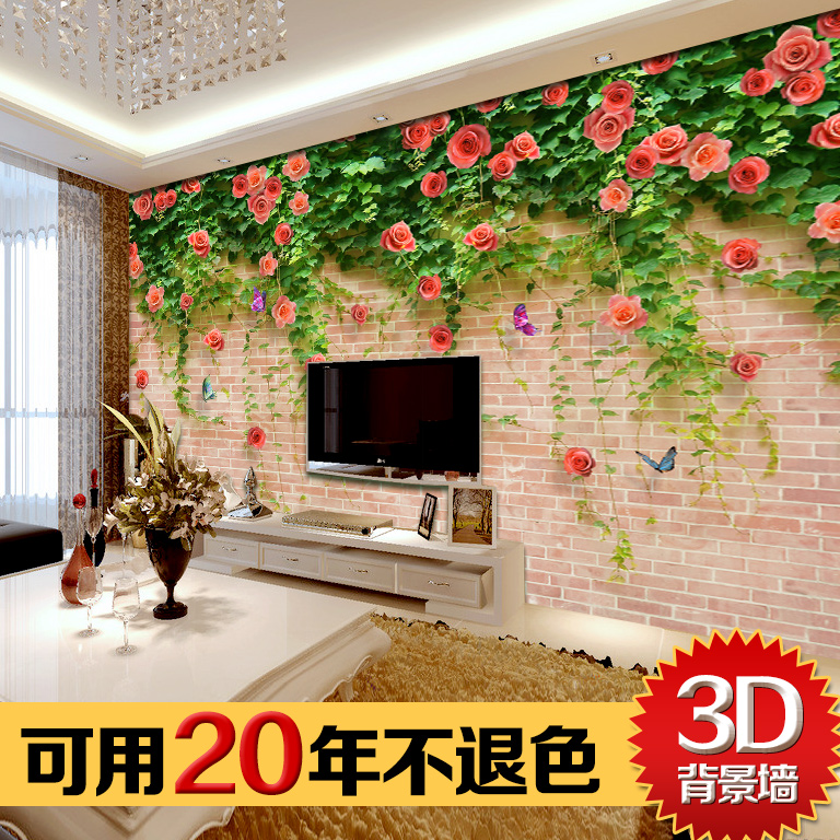 玉米家大型壁画 3d电视背景墙壁纸 卧室客厅无纺布墙纸田园 蔷薇