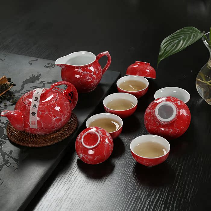 景德镇茶具套装特价 整套青花功夫茶壶 正品陶瓷茶碗茶杯礼瓷喜庆