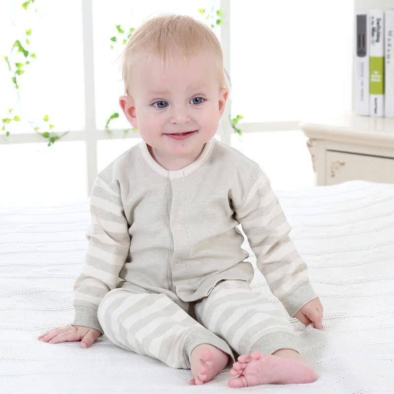 婴儿衣服宝宝纯棉套装内衣新生儿彩棉哈两件套衫新生儿0-3岁