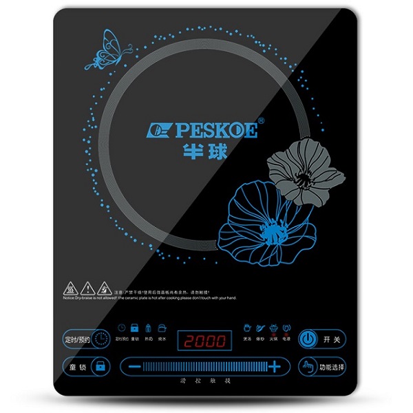 2015新款 Peskoe/半球电磁炉特价包邮整版滑控多功能黑晶面板防水