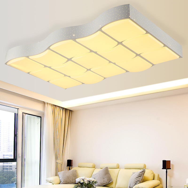 现代简约LED 吸顶灯无极调光调色带遥控大客厅卧室大气长方形灯具
