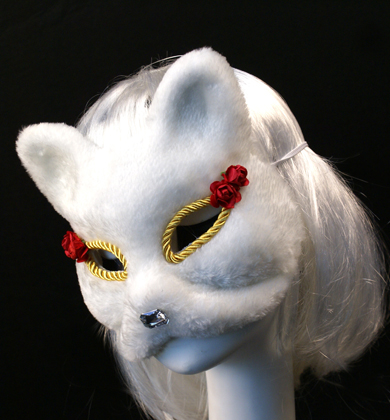 猫脸派对白色cos猫面具日本狐狸猫假面罩万圣节化妆舞会女狂欢节