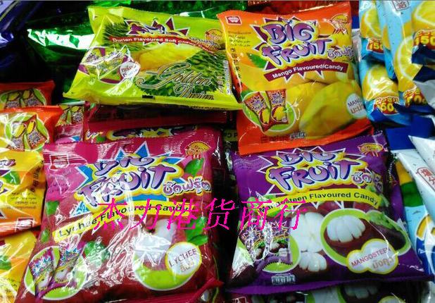 包邮香港进口泰国bigfruit水果糖150克X4包/榴莲糖山竹糖4味可选