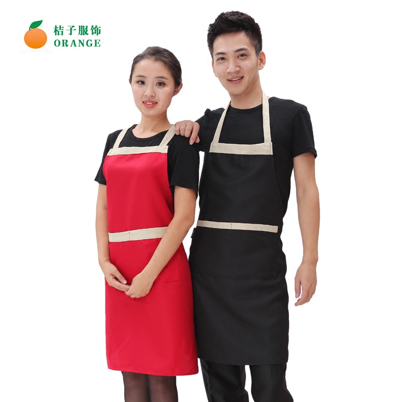 韩版时尚广告挂脖围裙定制 厨房家居男女 服务员工作服 围裙定做