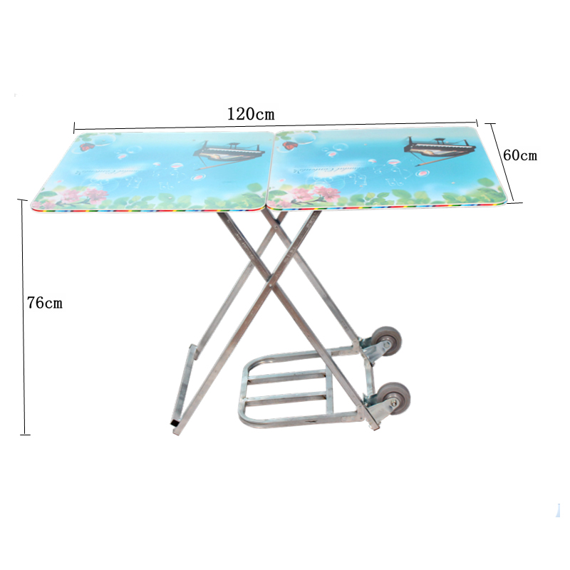 新上市方管挡板多功能地摊折叠桌 带轮子手拉车宣传桌子拉板车