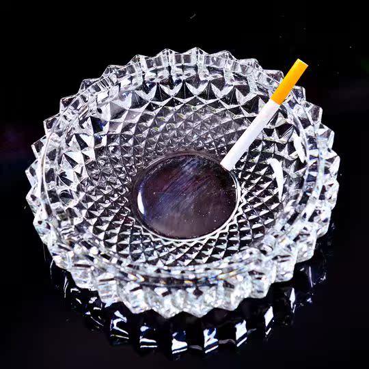 圆形超大号玻璃烟灰缸欧式透明高档创意个性水晶礼品酒吧KTV家用