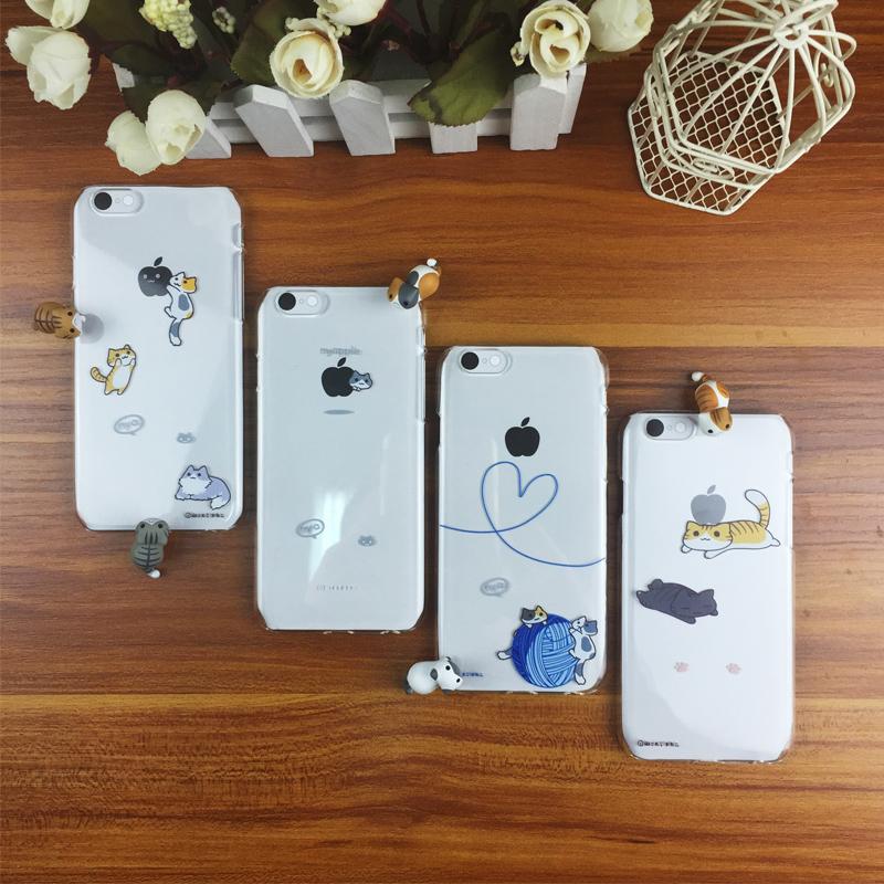杂良集小猫咪起司猫透明iphone6/6plus手机壳创意手机保护套