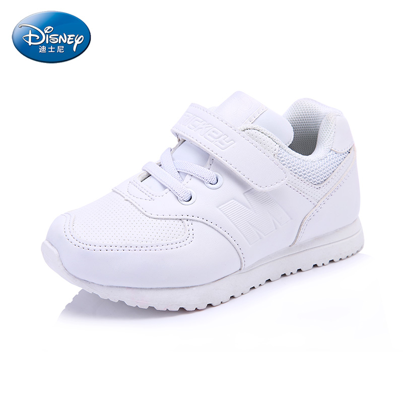 迪士尼儿童旅游鞋中小童慢跑鞋男童秋季白色休闲鞋防滑小白鞋女童