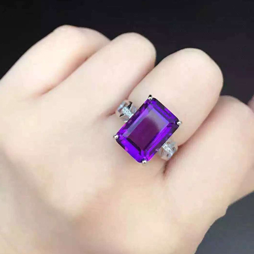 包邮纯天然紫水晶戒指 食指相望 旺事业幸运戒指指环