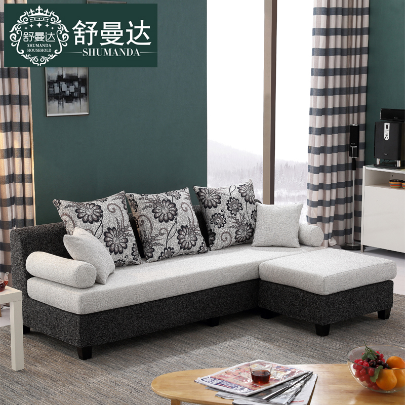 舒曼达 小户型沙发客厅现代简约三人时尚创意转角可拆洗布艺沙发