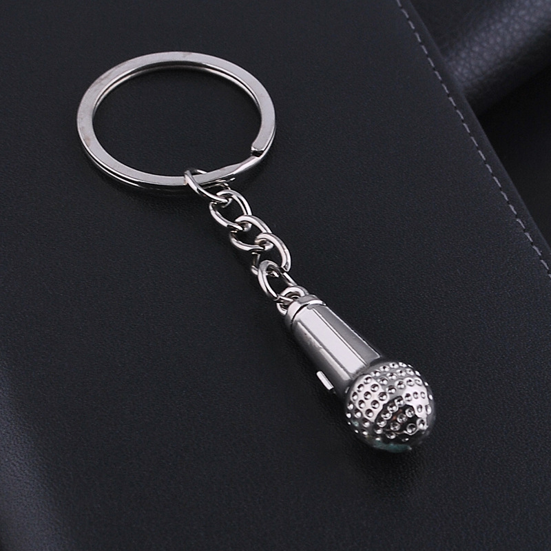 包邮新款金属创意迷你仿真可爱礼品钥匙扣麦克风话筒钥匙圈小礼品