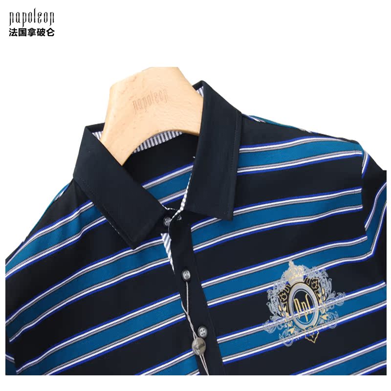拿破仑男装 2015夏季新款 男士短袖t恤 条纹t恤衫T恤棉