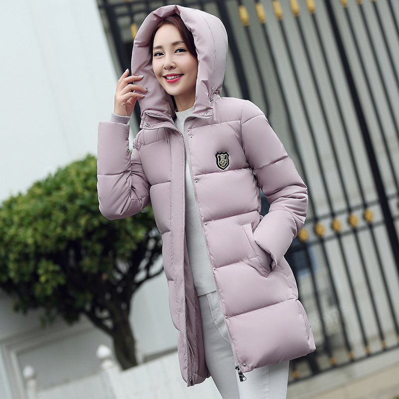 2016冬季新款韩版修身加厚保暖休闲中长款羽绒服女棉衣