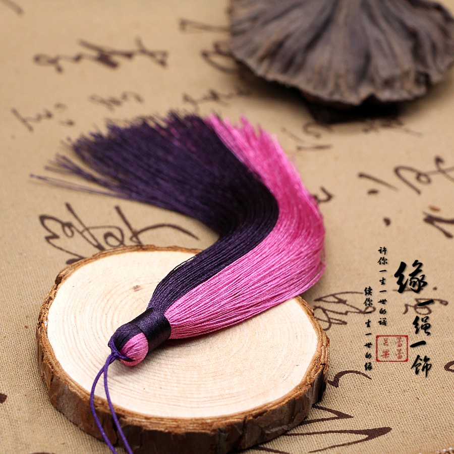 纯手工高档流苏穗子15厘米长 台湾进口流苏线手串扇坠配件粉紫