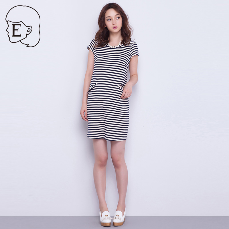 Ehyphen夏季新品女装条纹针织连衣裙2C152H61018