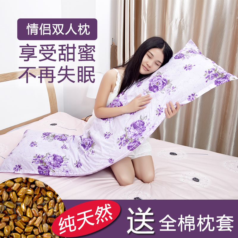 【天天特价】长枕头决明子双人枕1.2米颈椎护颈保健枕芯 送枕套