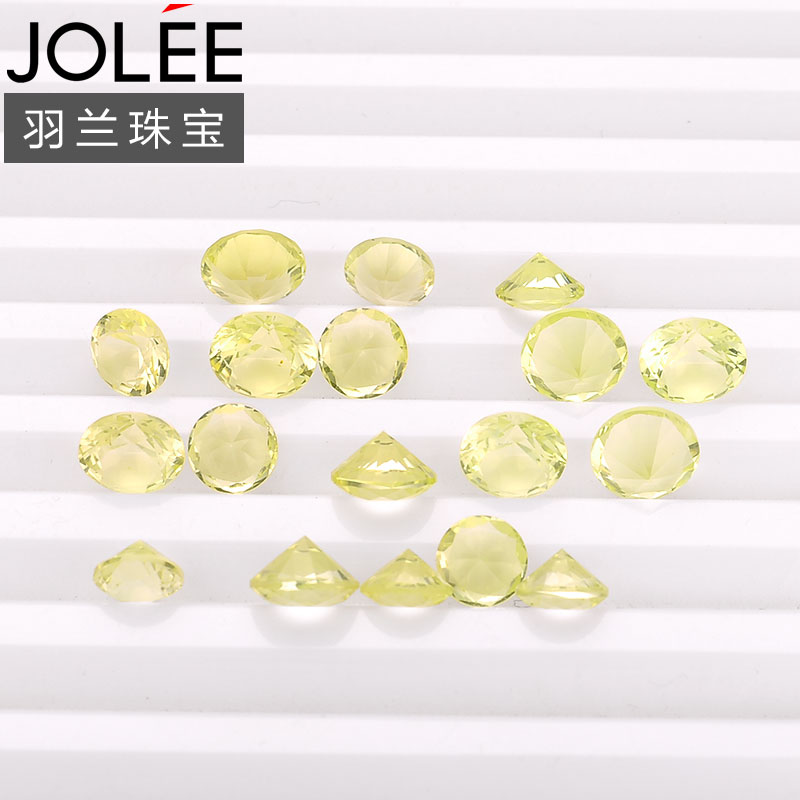 JOLEE纯天然柠檬黄水晶宝石裸石批发6MM7MM圆型戒面吊坠石9.9包邮