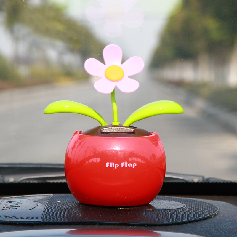 汽车车内摇头摆件可爱花车载太阳能苹果花装饰用品饰品小摆件公仔