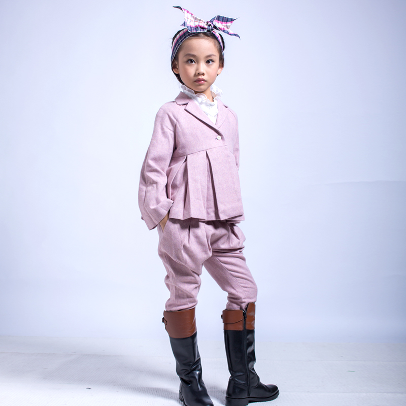 设计师2016春季新品 ceye女童套装 骑马装英式风格 欧美两件套潮