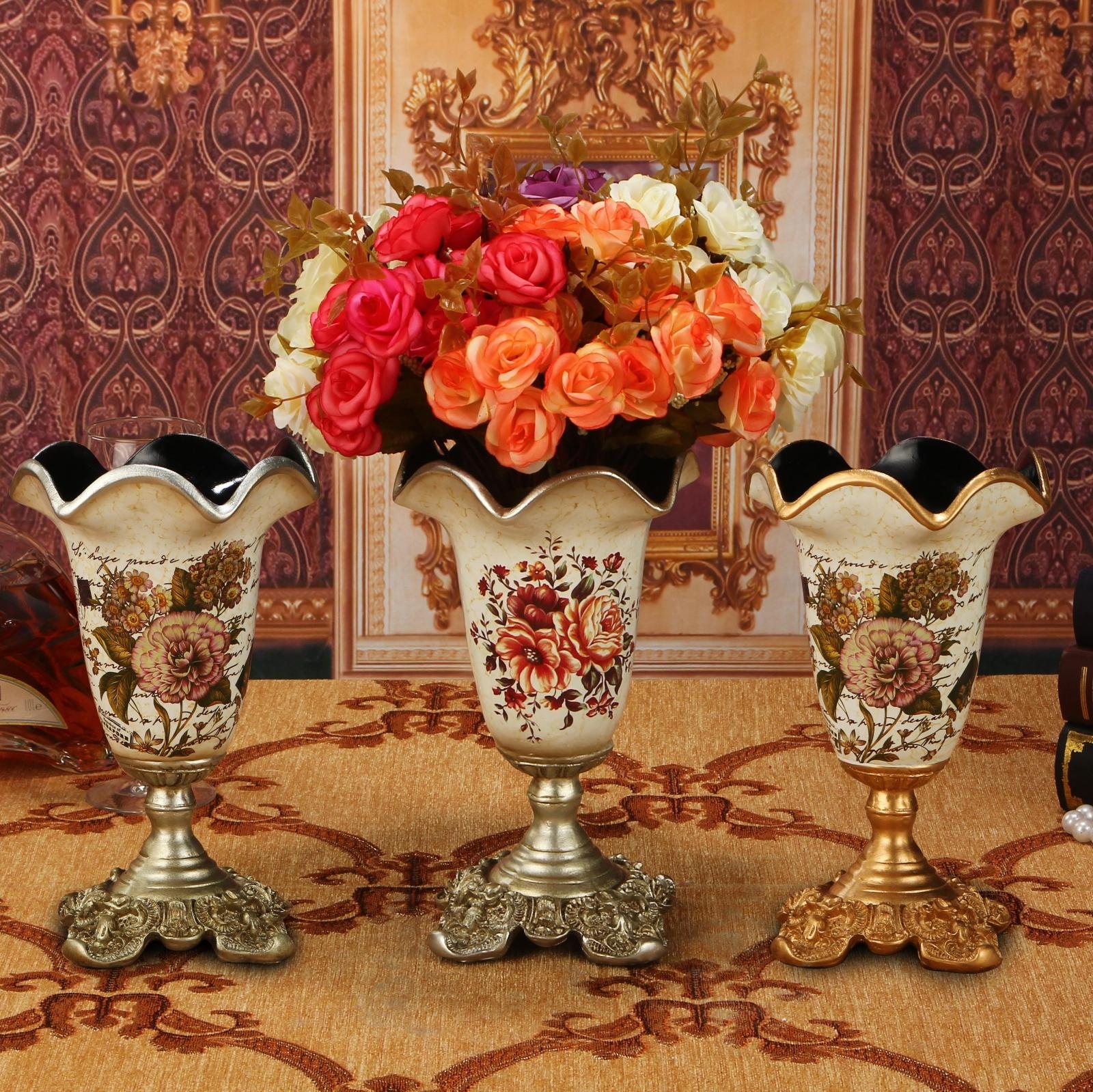 【天天特价】欧式复古树脂花瓶餐桌台面书房客厅干花花插结婚礼品