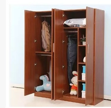 韩式简约衣柜实木板式衣柜简易衣柜衣架特价大容量储物柜对开多门