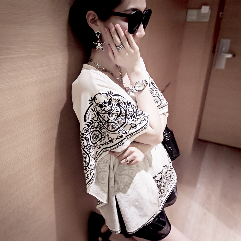 韩范原宿风个性蝙蝠衫短袖T恤女2015夏季新款中国风短袖方形T恤女