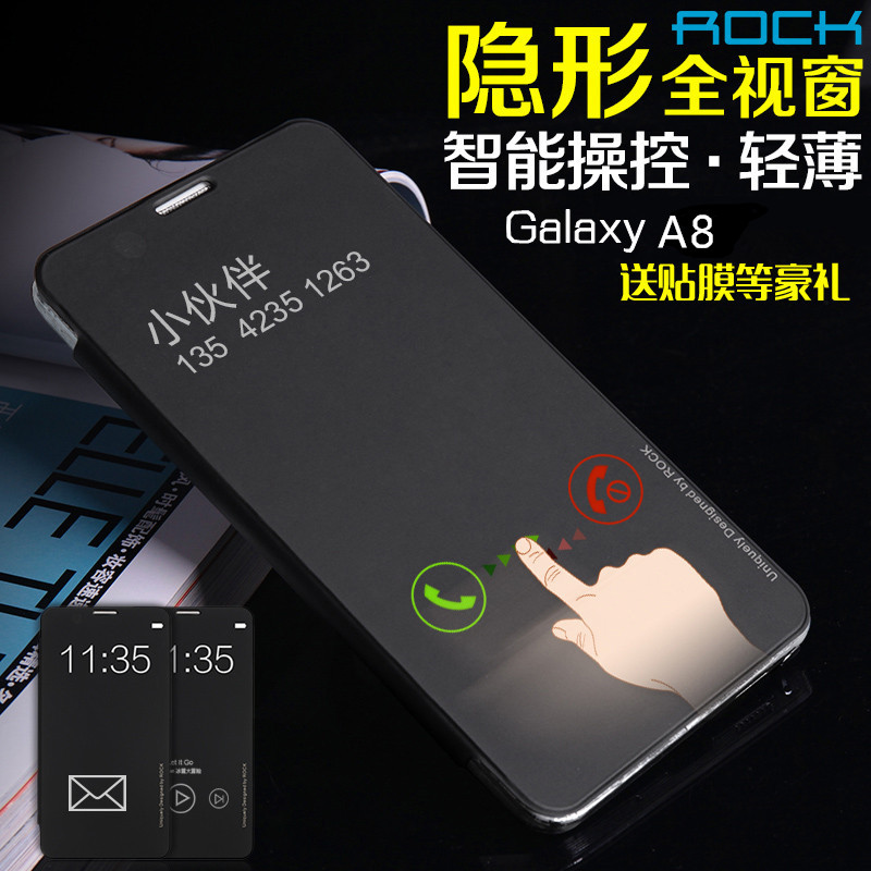 ROCK三星A8手机壳 三星A8皮套Galaxy A8000智能套 SM-A8009保护套