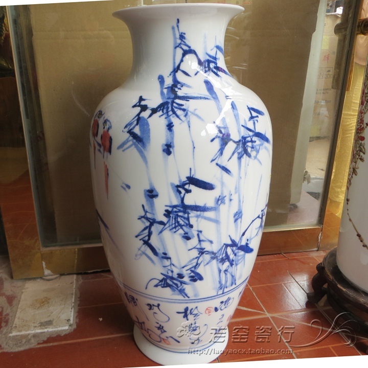 景德镇陶瓷花瓶 手绘富贵竹冬瓜瓶 家居装饰青花瓷大花瓶摆件客厅