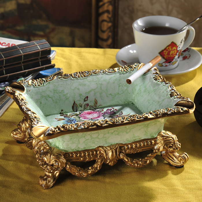客厅树脂大欧式复古烟灰缸家居桌面收纳品茶几实用摆件