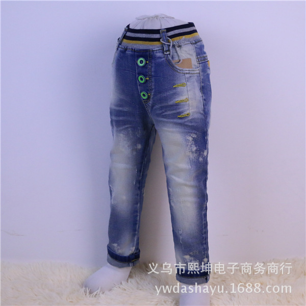 Q5-8503中大男女童童时尚经典单层韩版牛仔裤长裤