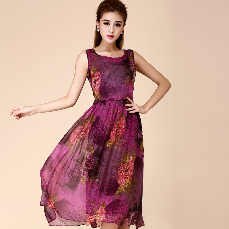 2015夏季高端女版真丝连衣裙商场同款背带裙子欧美时尚吊带群长裙