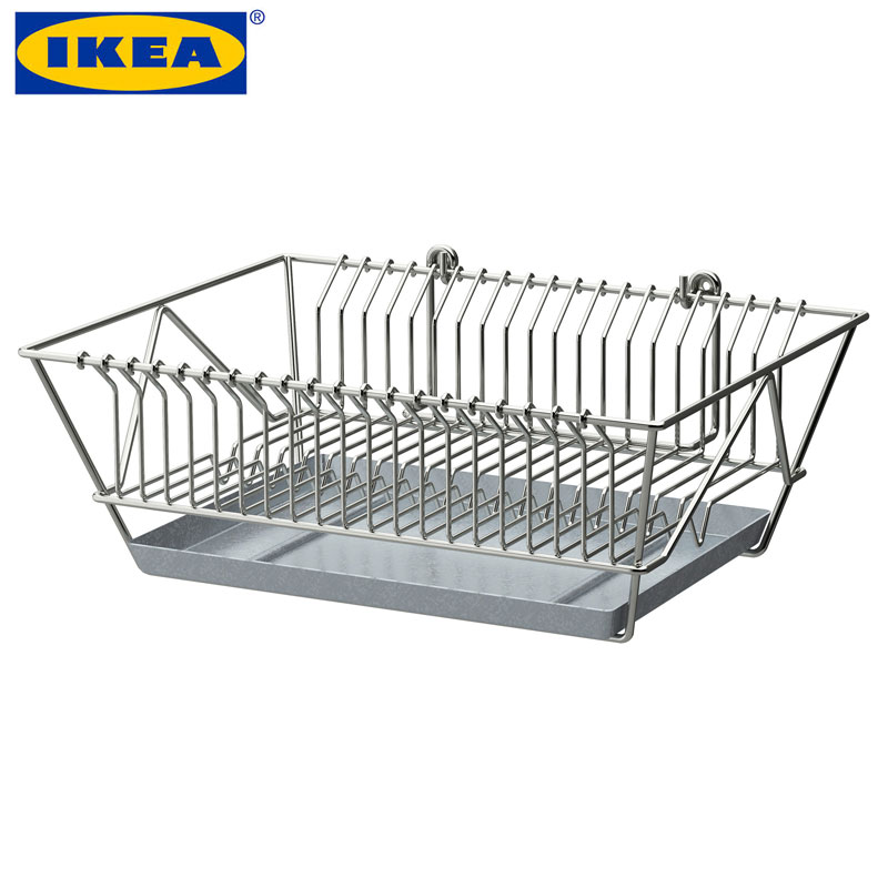 宜家IKEA 芬托餐具滤水架不锈钢电镀工艺厨房沥水碗架超值特价